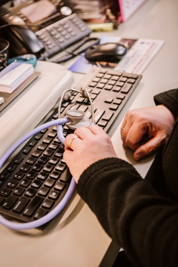 stethoscope on a keyboard